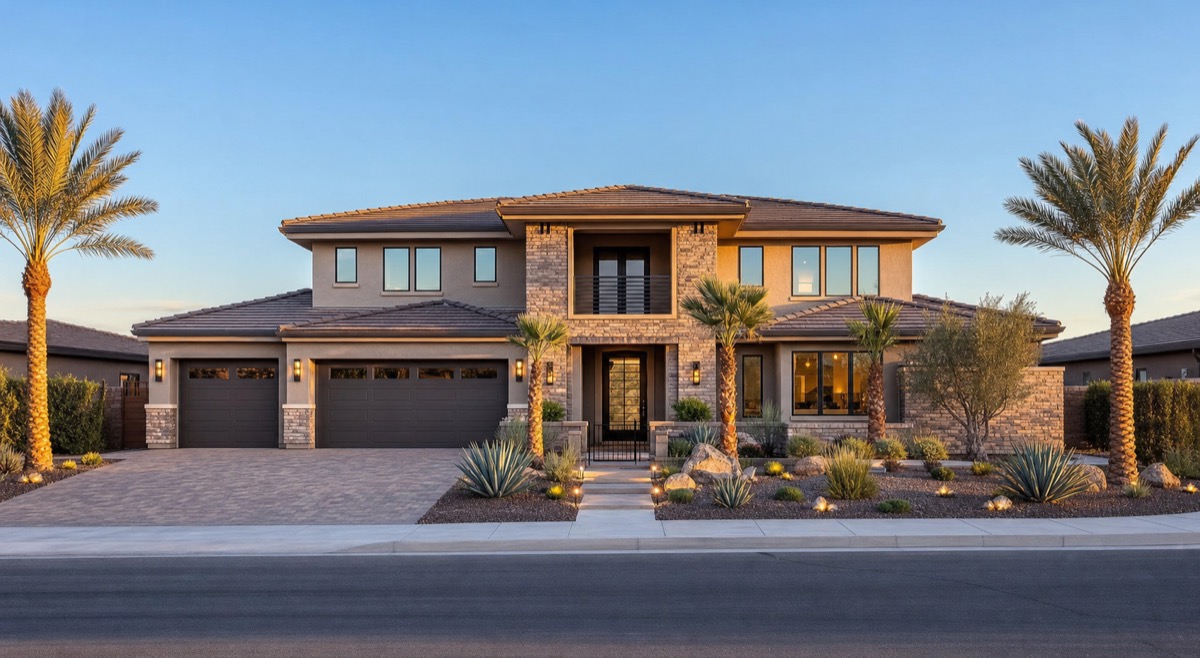 Aerial view of North Las Vegas single-family rental neighborhoods, a top cash-flow investment submarket, at golden hour
