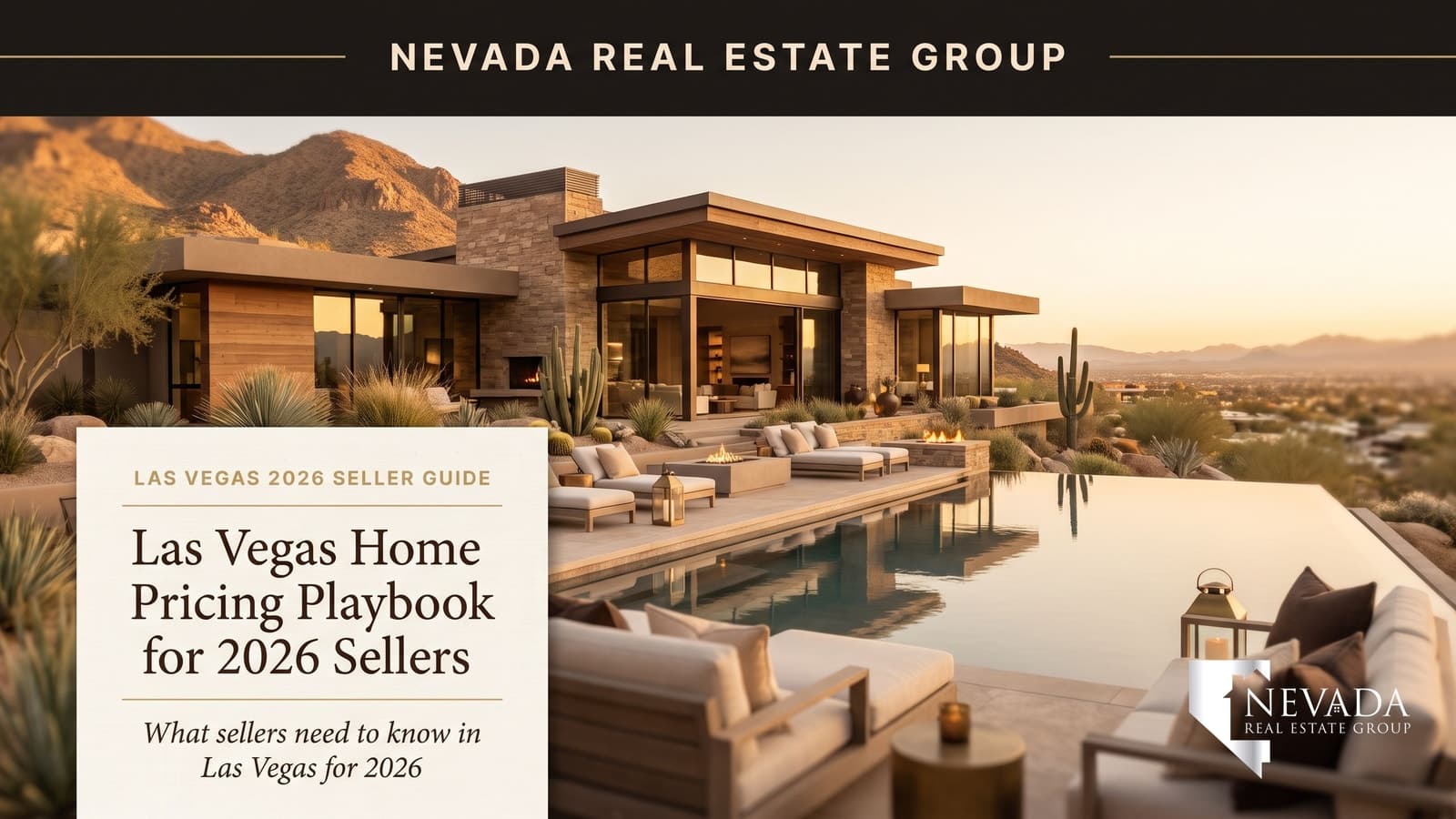 Las Vegas Home Pricing Playbook 2026 editorial cover with a home at twilight