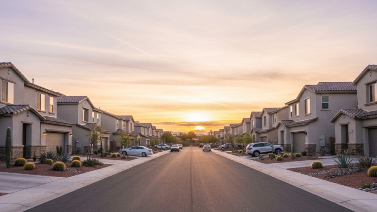 Henderson Nevada residential neighborhood with mountains in background