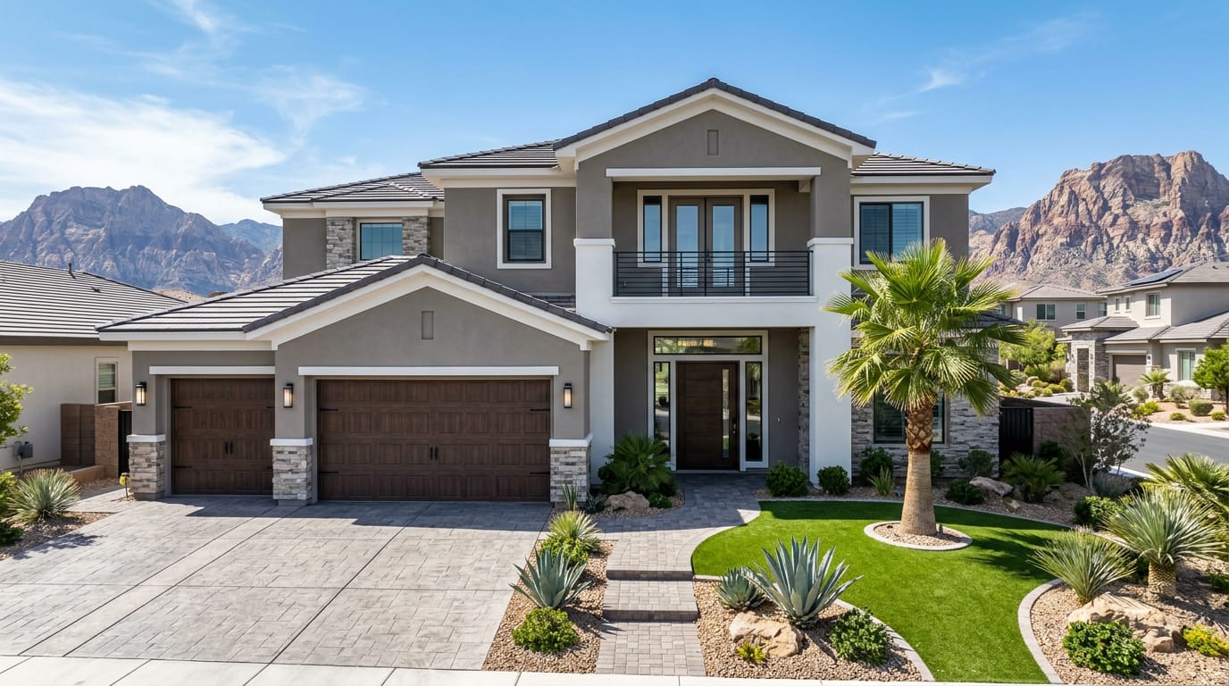 Brand-new homes rising in a Summerlin village backed by red-rock ridgelines